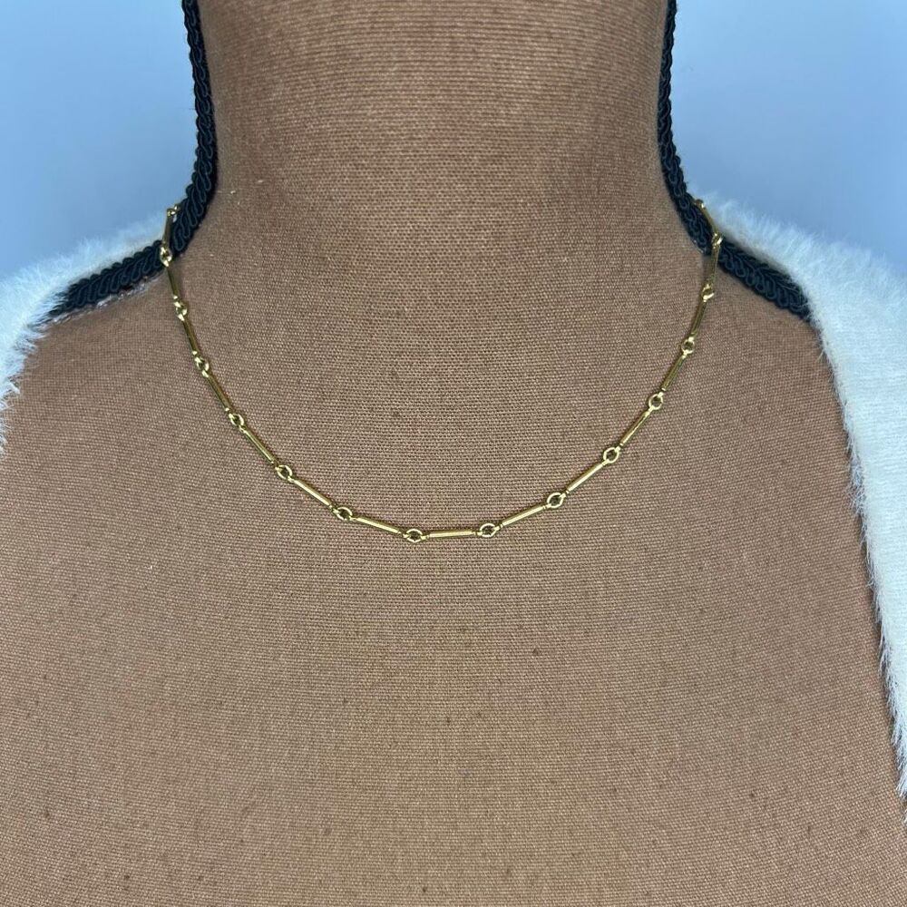 Napier, Vintage Rectangular Bar Links, Choker Fit Gold Tone Chain Necklace